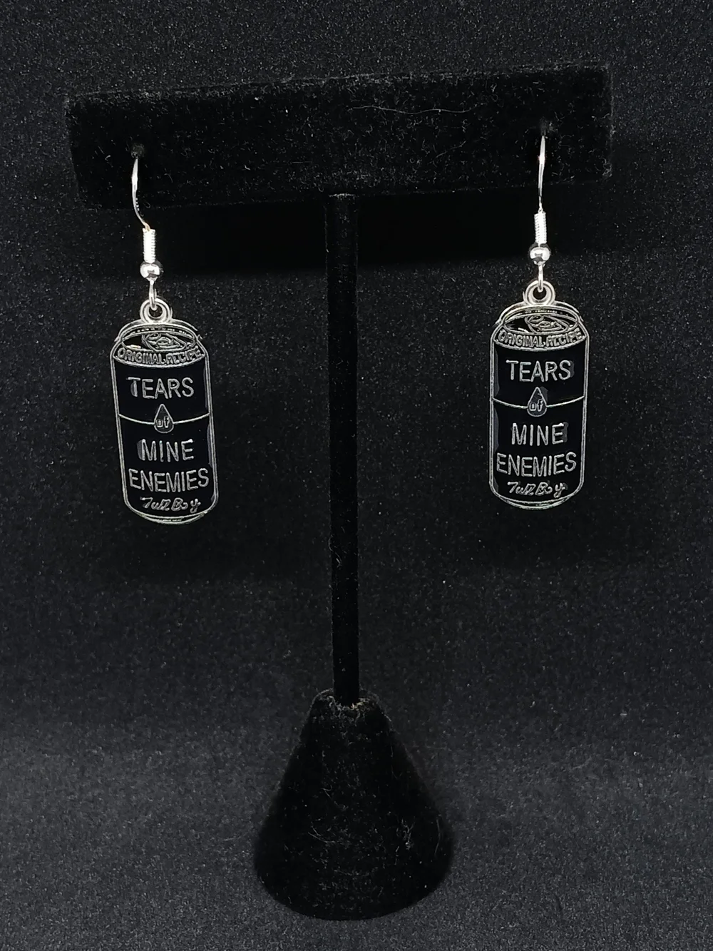 Silver 'Tears Mine Enemies' Can Drop Earrings